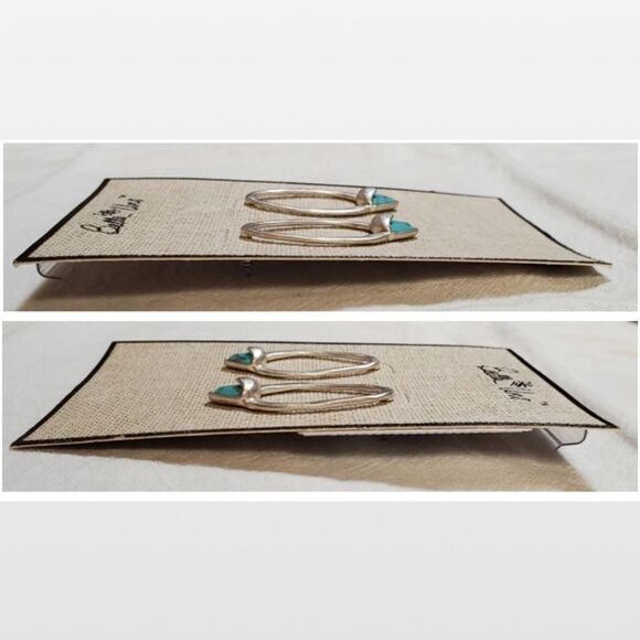 New Bella Uno Earrings Womens Jewelry Silver Ovel Blue Turquoise Stone NWT - Picture 6 of 15